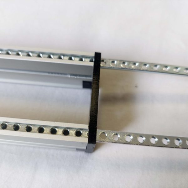 Rails with threaded strips